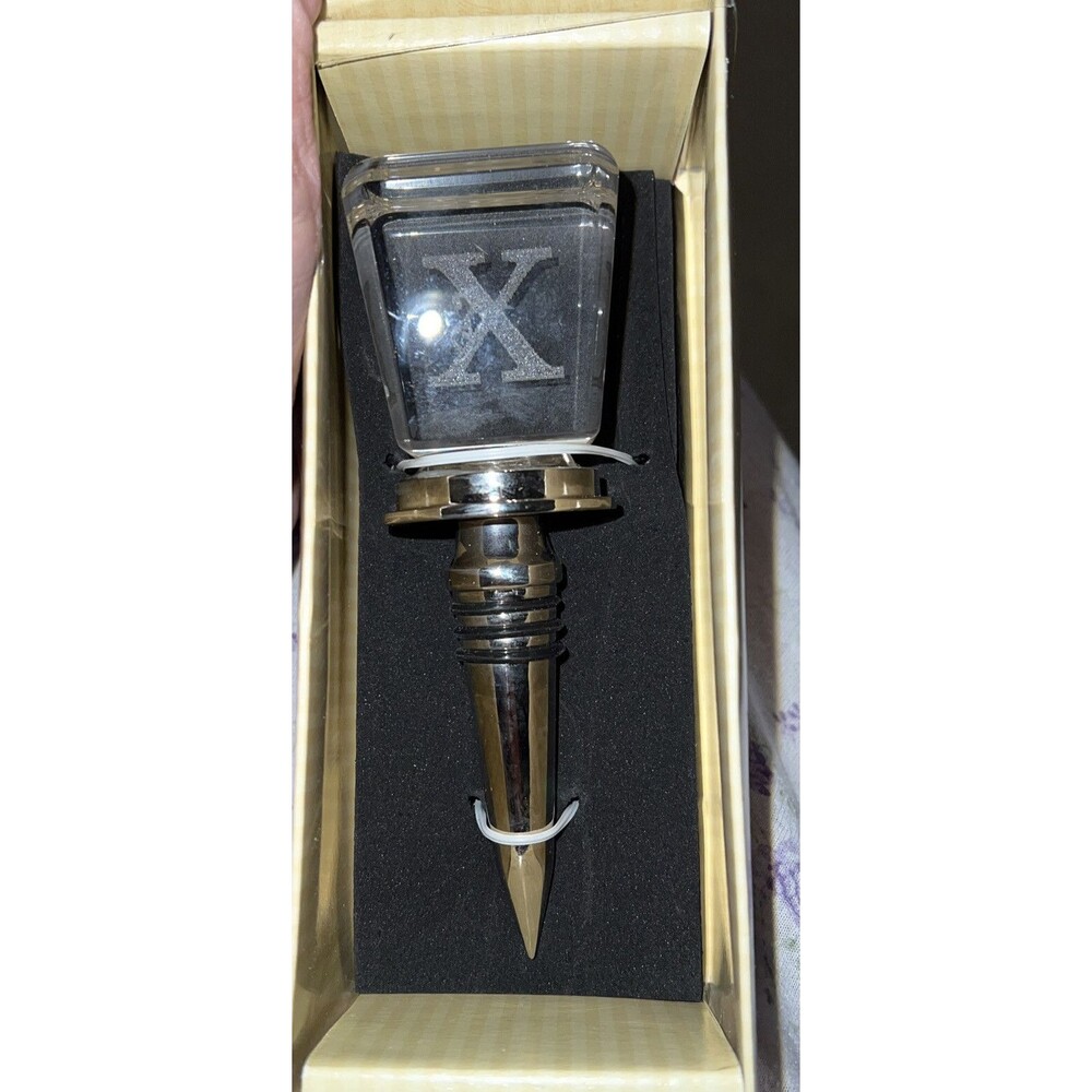 Cypress Home Crystal  Wine Bottle Stopper Monogram Initial "X" Great Gift New